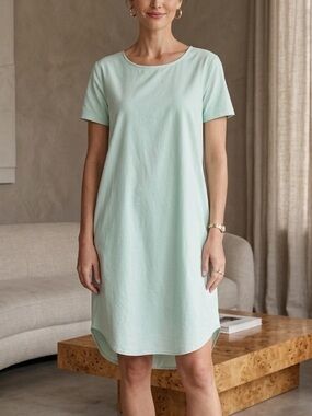 Cut Loose Shift Dress Size M Mint Green Short sleeve Organic Cotton Pockets